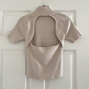 Open back turtle neck t shirt